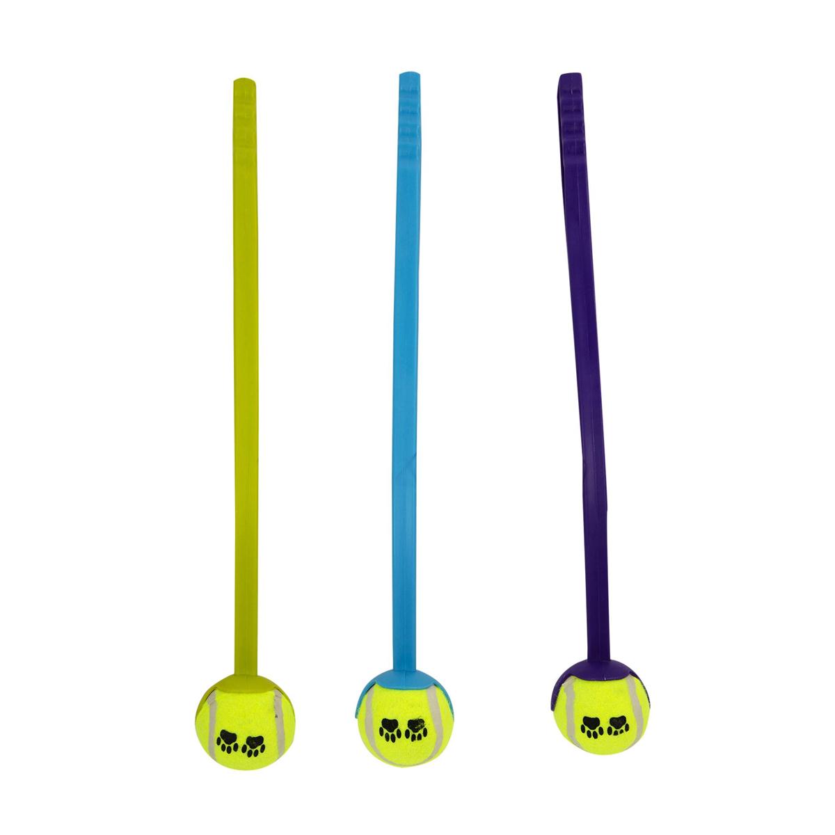 PAWS. 19.5" Tennis Ball and Thrower 3 colours, w/ hang tag, (79135)