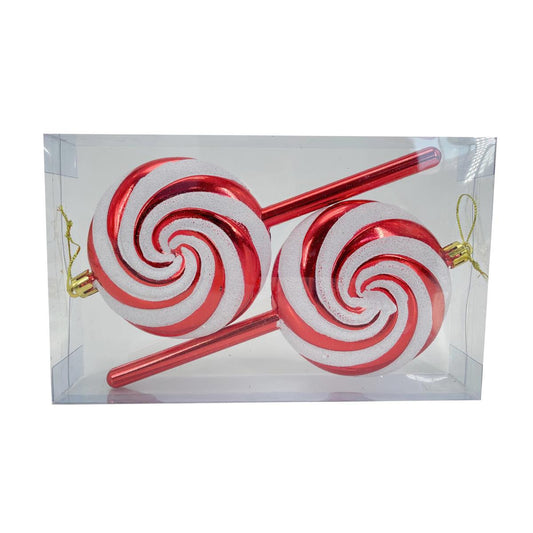 Deco N 2pk  Christmas Metallic Jumbo Size Lollipop Ornament set. PVC box w/color label, Ornament size :7.48x4.72x1.37"