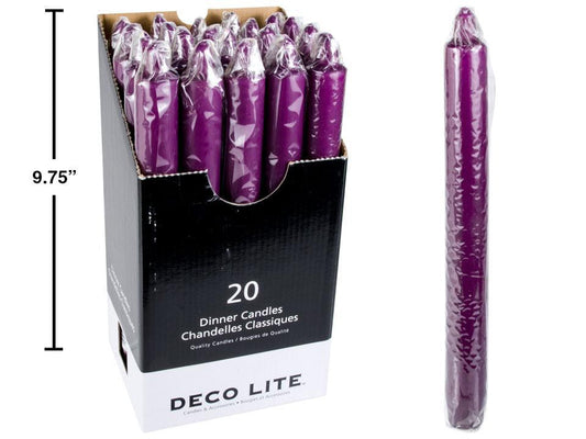 Deco Lite 10" Dinner Candle,  Purple, 20/dsp, cello wrapped