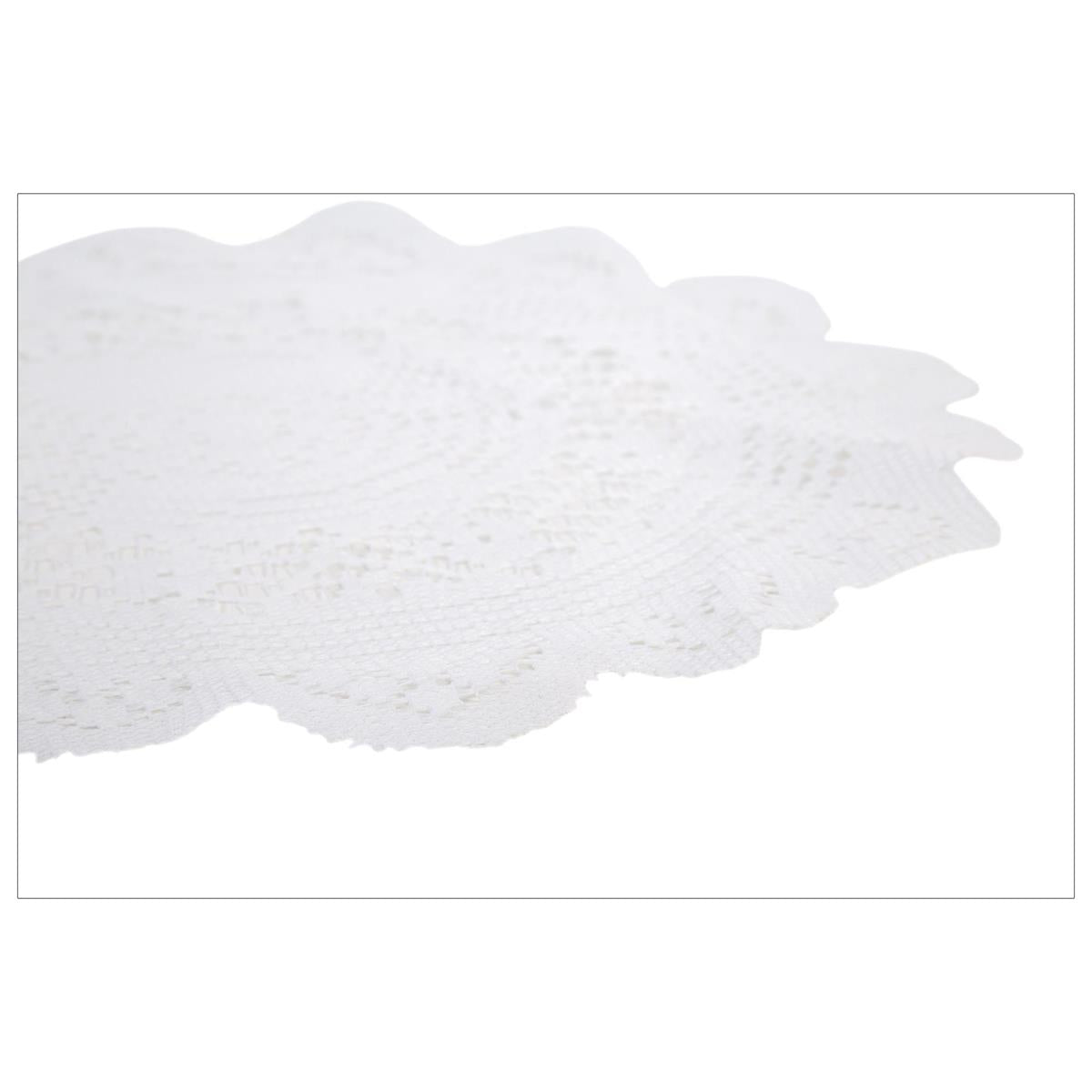 H.E.  16" Polyester Doily, White,  header card