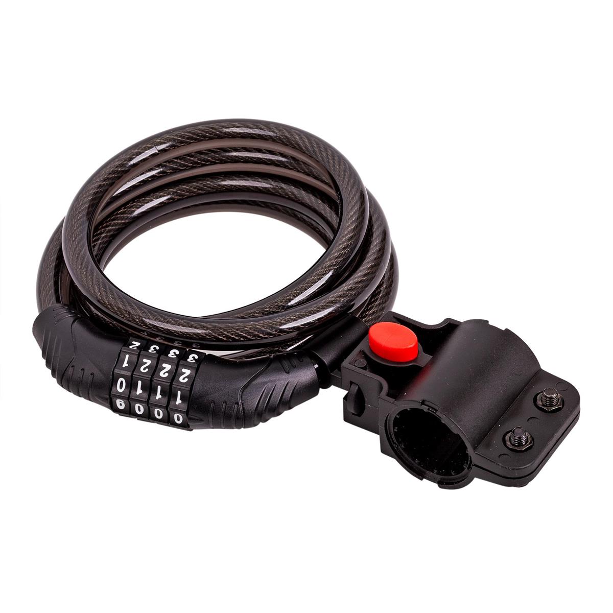 CYCLEPRO Spiral Lock w/4 digit Black, 9mm diameter  x 5' length