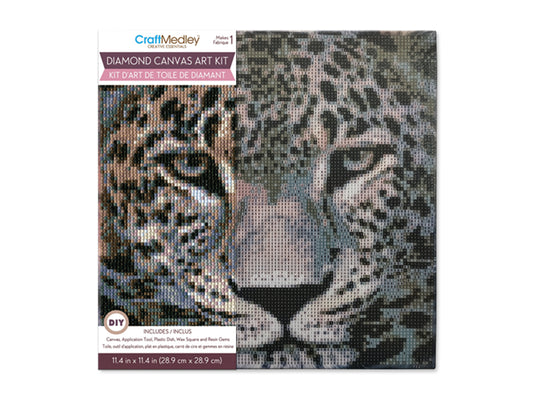 Stretch Artist Diamond Painting Canvas Kit: 11.4"x11.4" Primed Back-Stapld A) Leopard