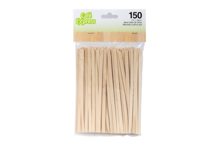 CAFE EXPRESS WOODEN COFFEE STICKS 5.5" 150/PK x 24/CS