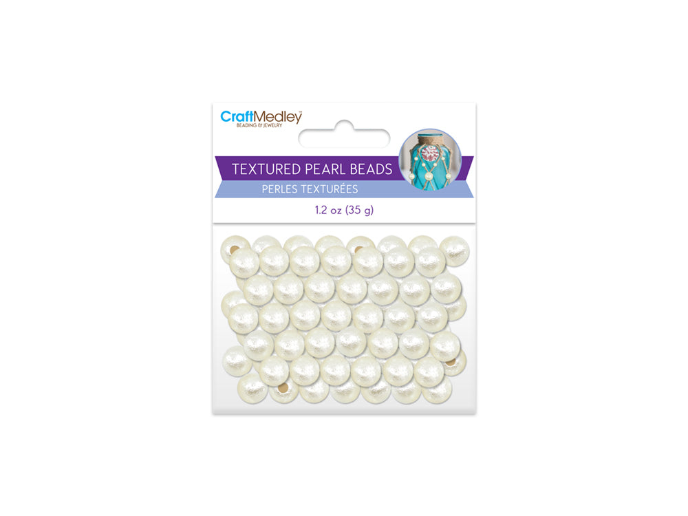 Pearl Beads: Acrylic Textured Effects Ivory 35g C) 10mm