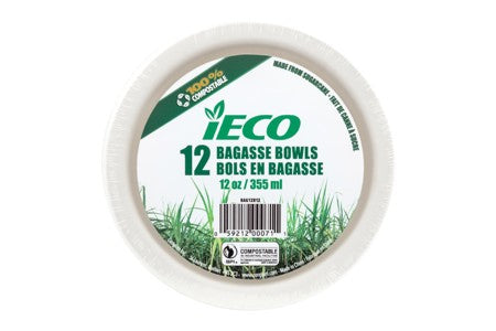 iECO 12OZ BAGASSE BOWL 12/PK X 24/CS