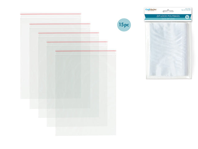 Craft Medley: Zipper-Seal Polybags 6"x8" 15pc