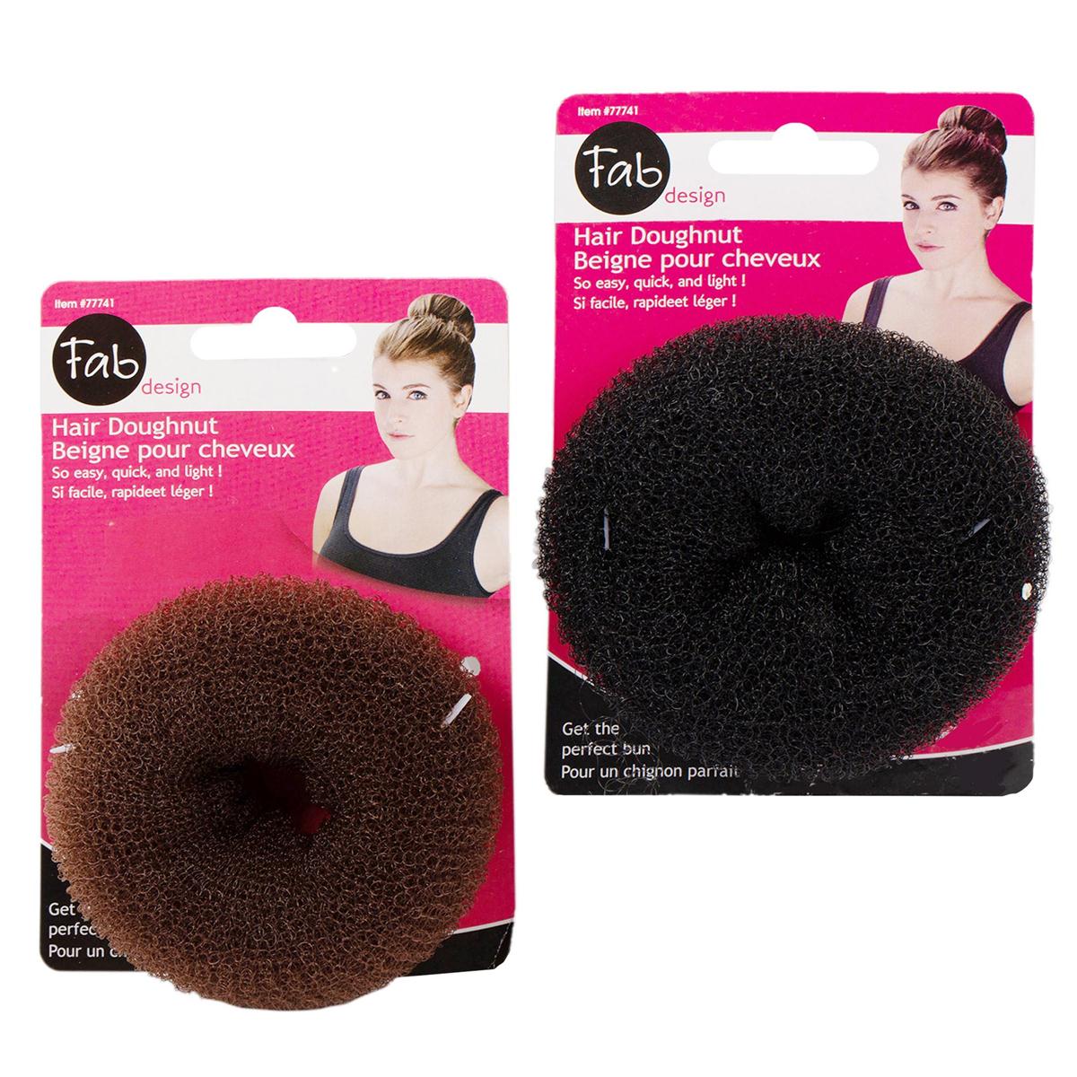 Fab Design Hair Doughnut, 2 col. 8 blk/4 brunette, t.o.c
