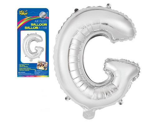 Let's Party "G" Silver Air Filled Balloon, 14"