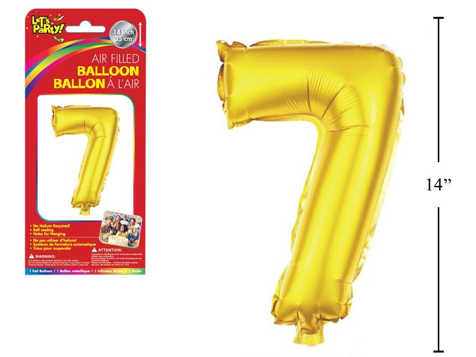 Let's Party "7" Gold Air Filled Balloon,14"