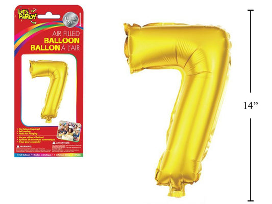 Let's Party "7" Gold Air Filled Balloon,14"