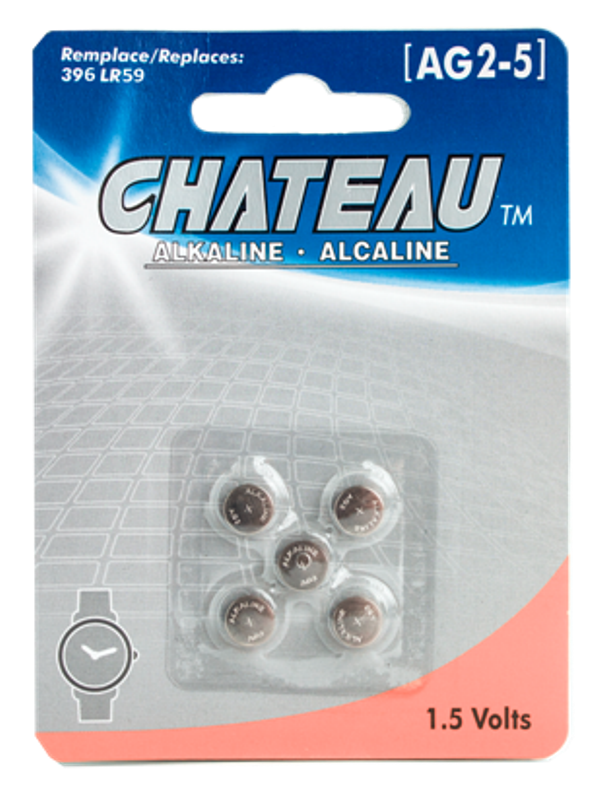 BUTTON CELL BATTERY - AG2/396/397/SR726SW/LR726/SR59: 5/PK