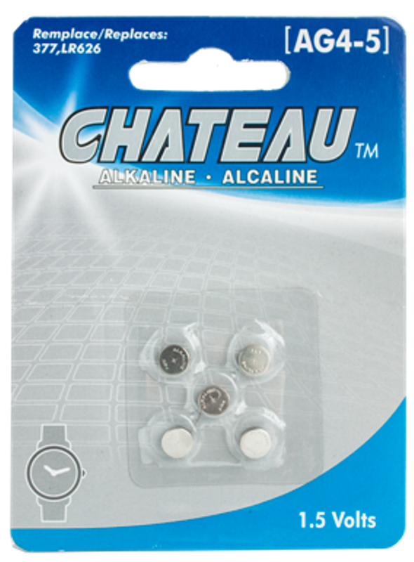 BUTTON CELL BATTERY - AG4/LR626/LR66/377/376/SR626SW: 5/PK