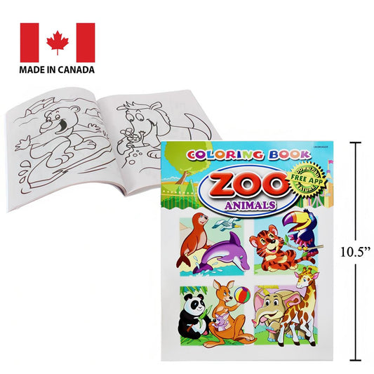 Zoo Animals Colouring Book, 64pages 8" x 10.5"