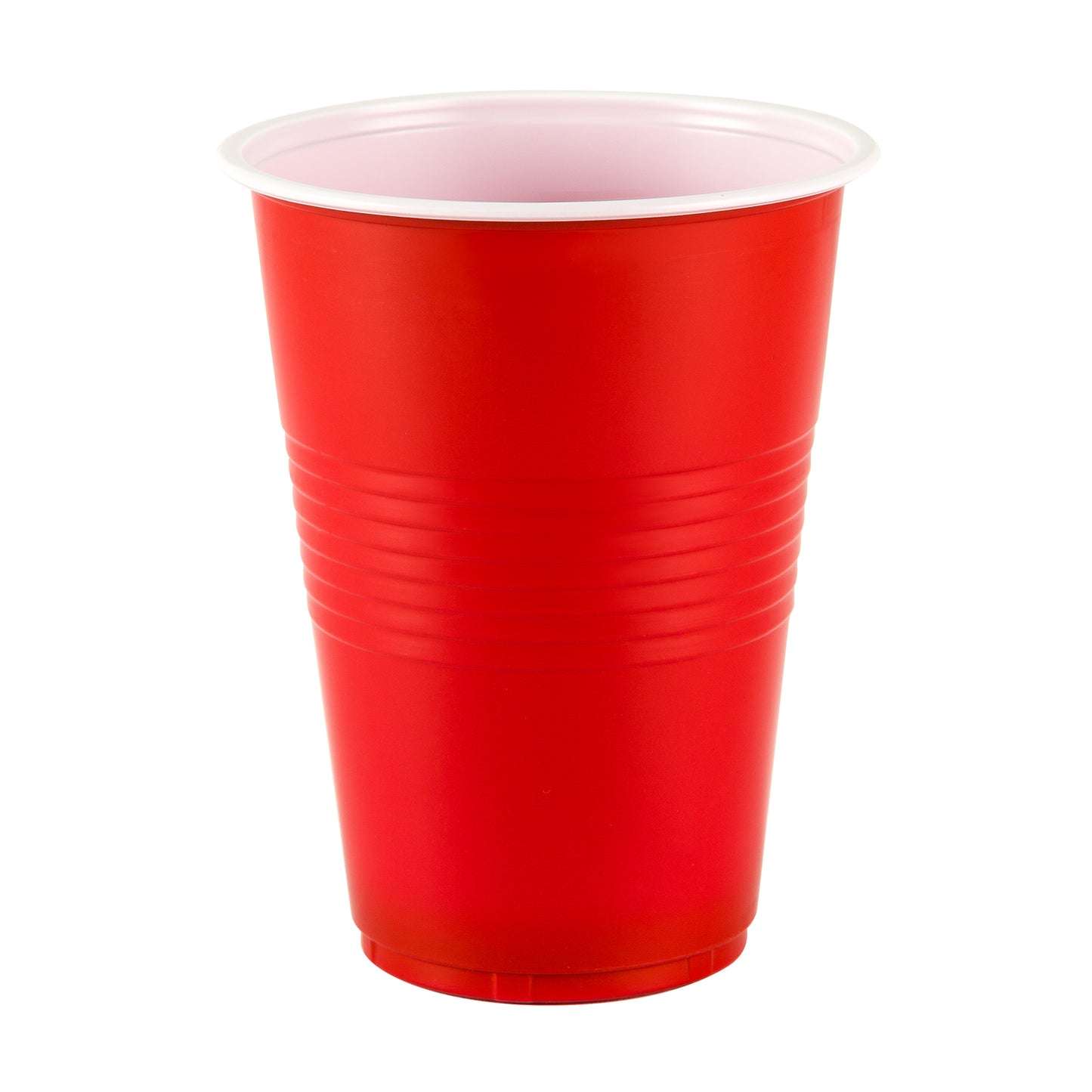 PLASTIC BEER CUPS: 16oz, RED/WHITE 10/PK
