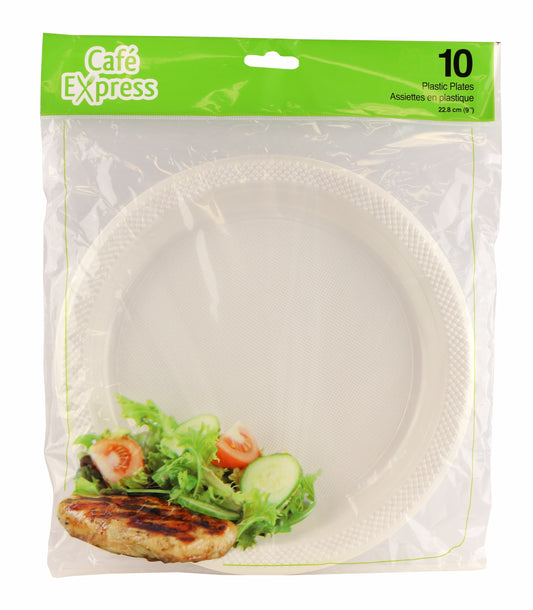 PLASTIC PLATES: 9",  10/PK