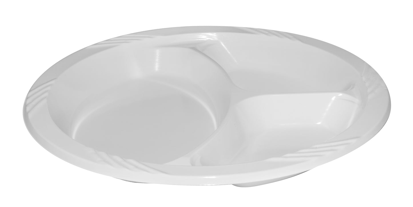 3 PART PLASTIC COMPARTMENT PLATES: 5/PK