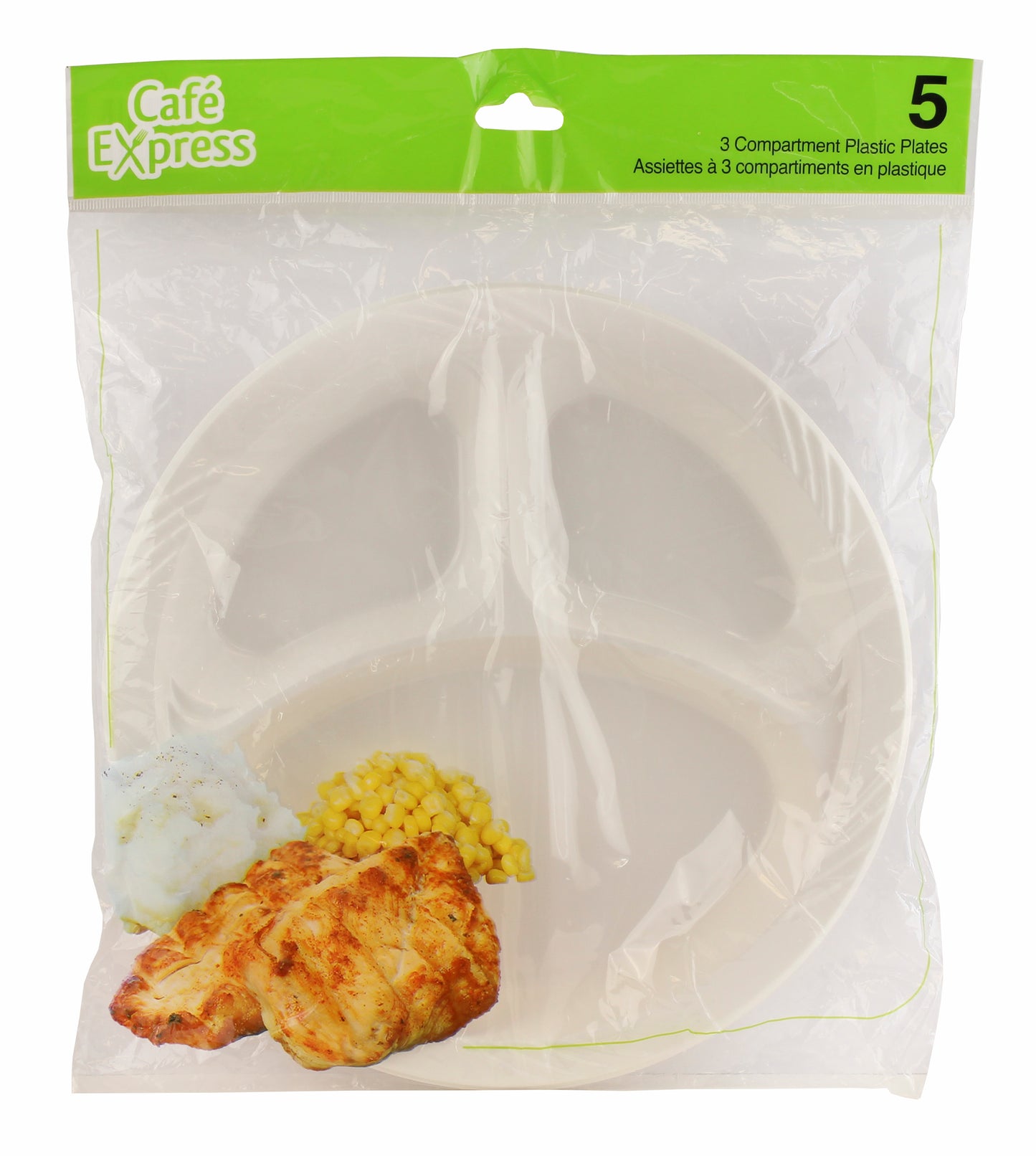 3 PART PLASTIC COMPARTMENT PLATES: 5/PK