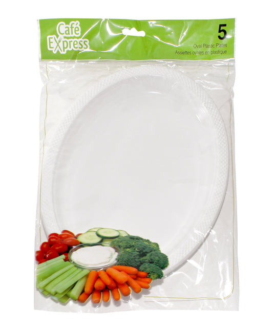 PLASTIC OVAL PLATTERS: 5/PK