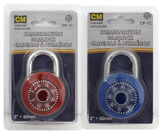 50mm Combination Lock - Colors: Blue/Red