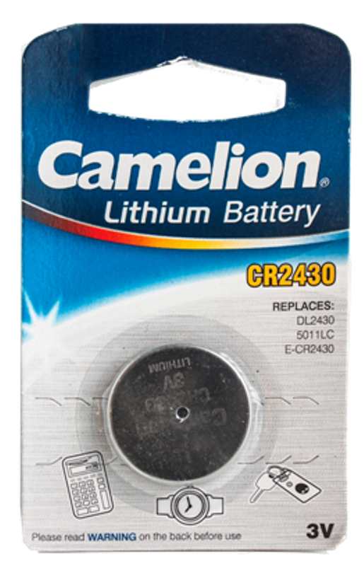 BUTTON CELL BATTERY: CR2430 - Lithium 3 Volt, 1/PK