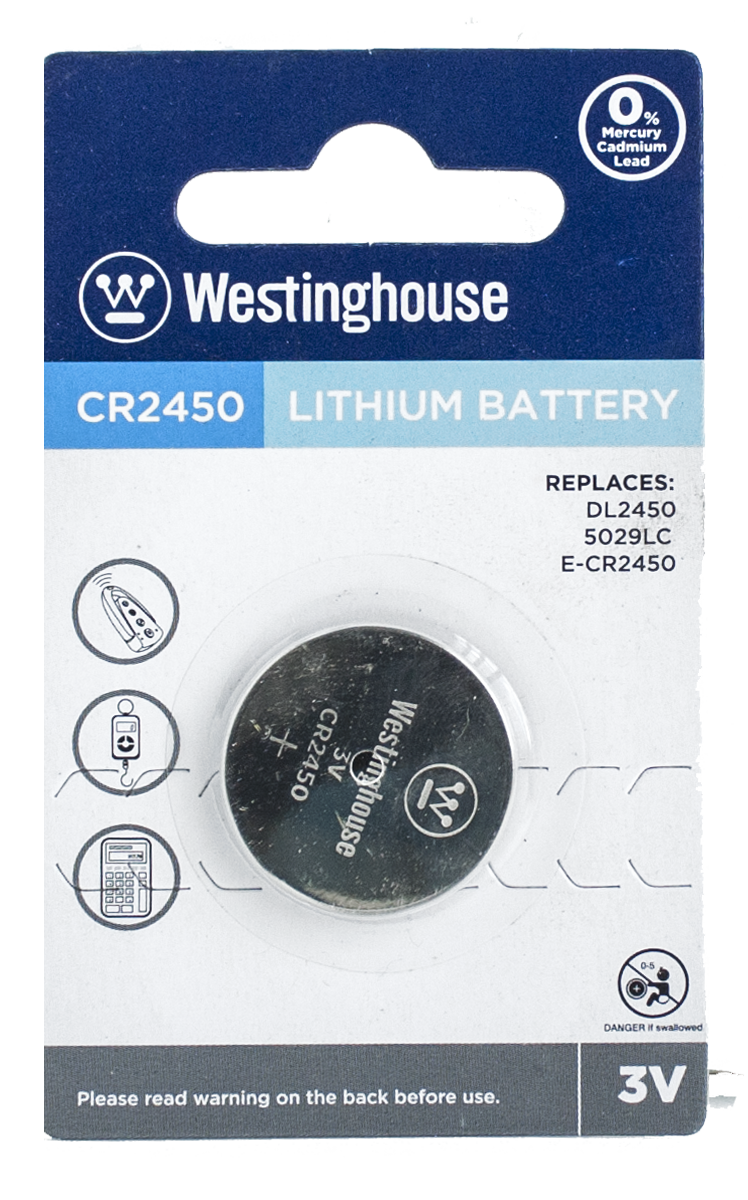 BUTTON CELL BATTERY: WESTINGHOUSE - CR2450: 1/PK