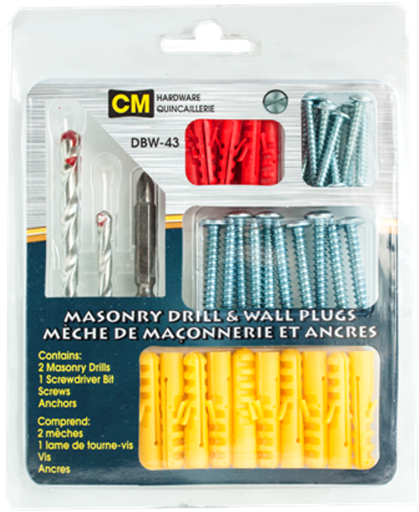 Masonry drill & wall plugs 43pc