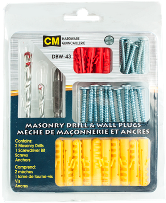 Masonry drill & wall plugs 43pc