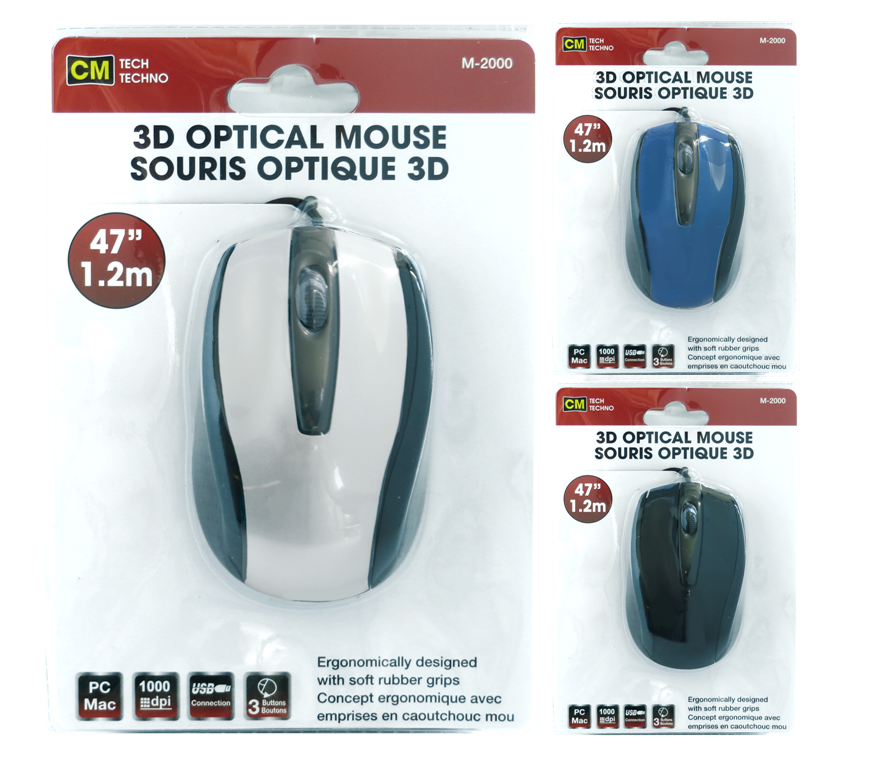 Optical USB mouse - 4bk/4sil/4blue