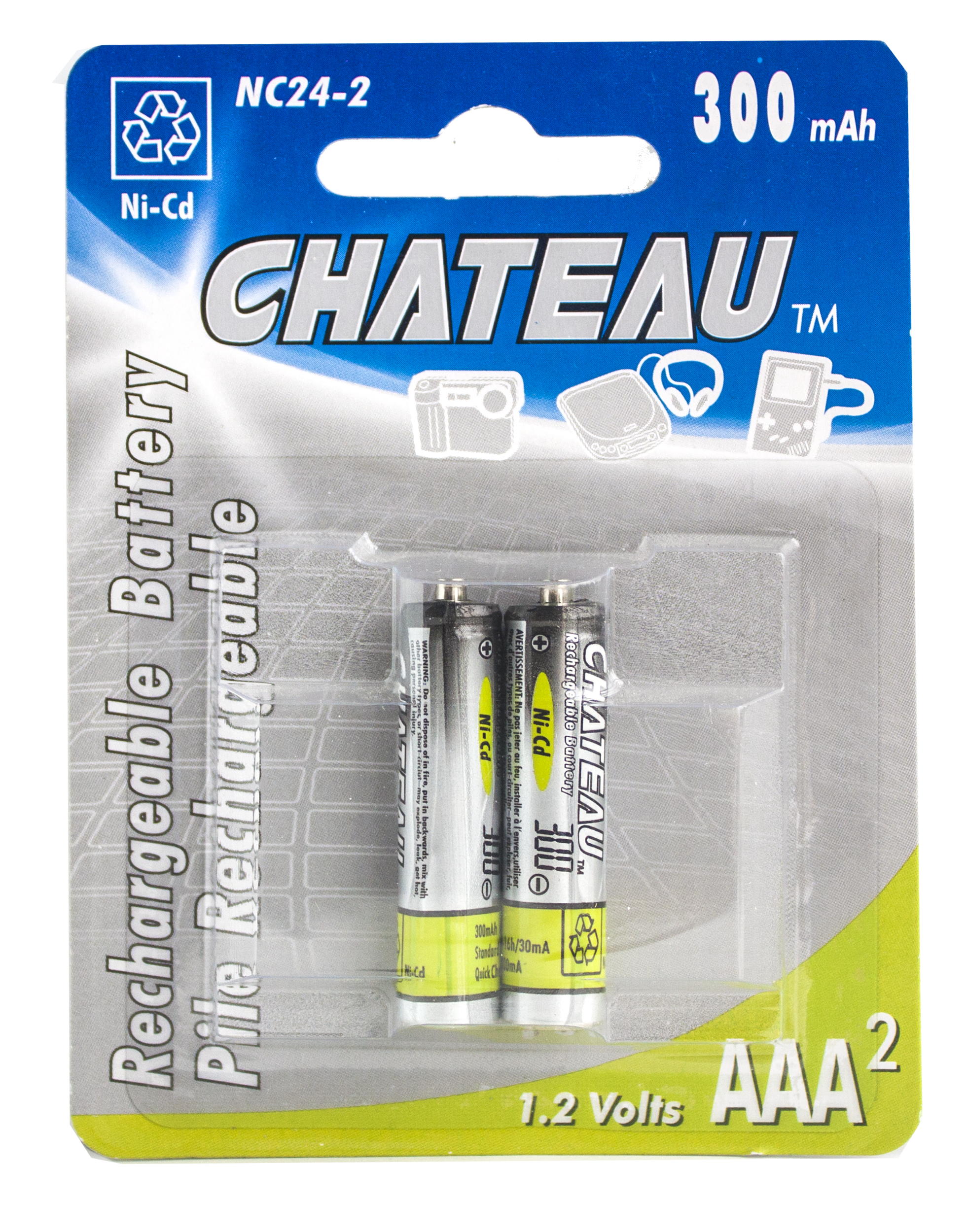 Rechargeable Battery: AAA - 600mAh Ni-Cd, 2/PK