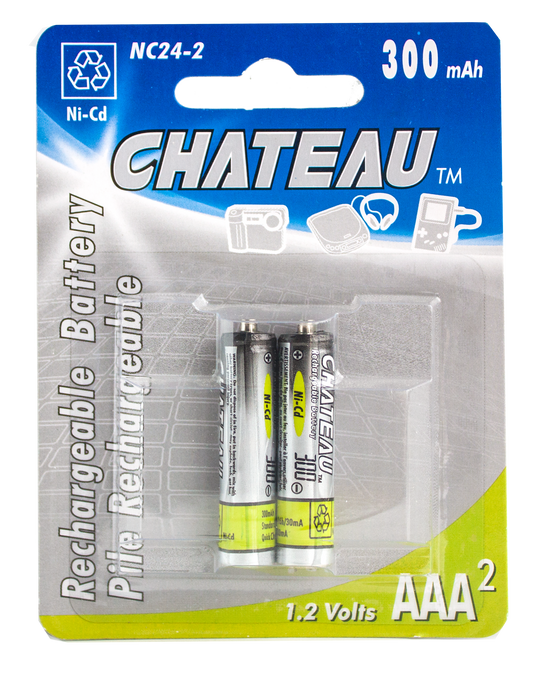 AAA 300mAh Ni-Cd rechargeable 2PK