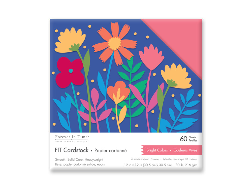 Scrapbook Cardstock: 12"x12" 80lb (245gsm) Smooth 60 Sheets A) Bright Colors