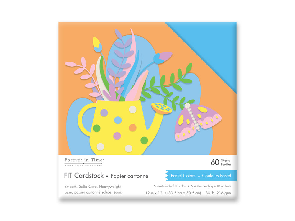 Scrapbook Cardstock: 12"x12" 80lb (245gsm) Smooth 60 Sheets B) Pastel Colors