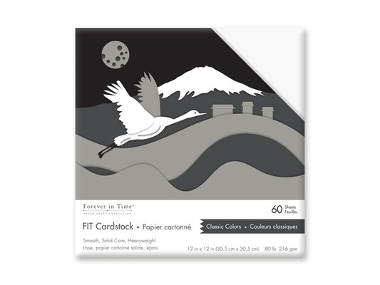 Scrapbook Cardstock: 12"x12" 80lb (245gsm) Smooth 60 Sheets C) Classic Colors