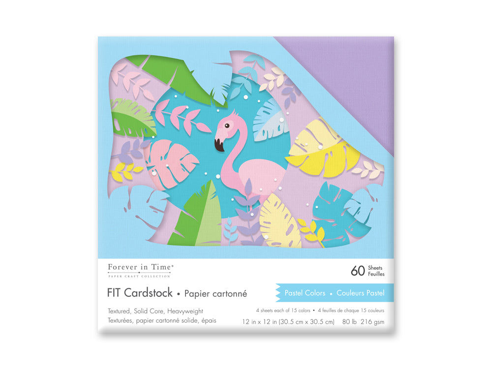 FIT Scrapbook Cardstock: 12"x12" 80lb (216gsm) Textured 60 Sheets D) Pastel Colors