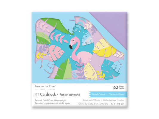 FIT Scrapbook Cardstock: 12"x12" 80lb (216gsm) Textured 60 Sheets D) Pastel Colors