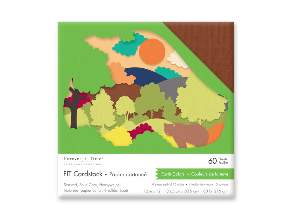 FIT Scrapbook Cardstock: 12"x12" 80lb (216gsm) Textured 60 Sheets E) Earth Tones