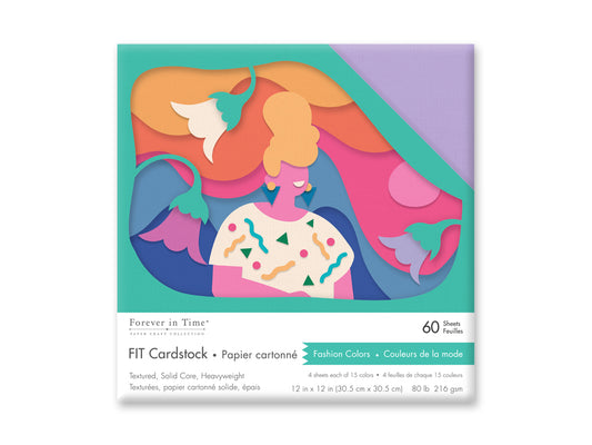 FIT Scrapbook Cardstock: 12"x12" 80lb (216gsm) Textured 60 Sheets F) Fashion Flair