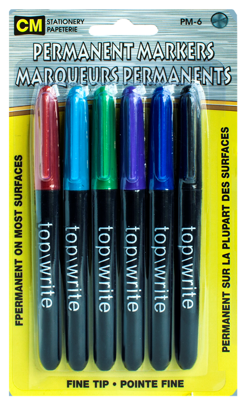 6Pk Permanent Markers Fine Tip Colors