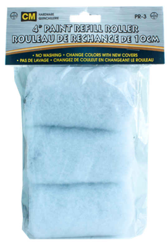 3pk - 4in paint roller refill