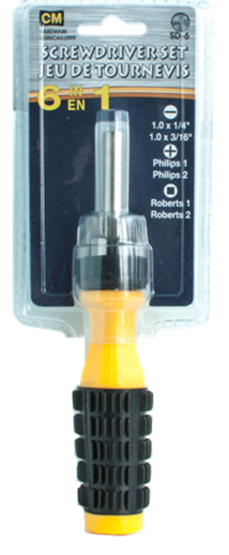 Screwdriver set with 6 bits