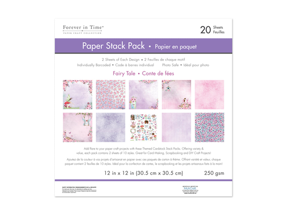 Cardstock: 12"x12" Themed Printed Stack Pack 20 Sheets Assorted 250gsm B) Fairy Tale