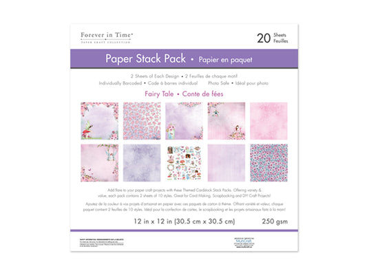 Cardstock: 12"x12" Themed Printed Stack Pack 20 Sheets Assorted 250gsm B) Fairy Tale