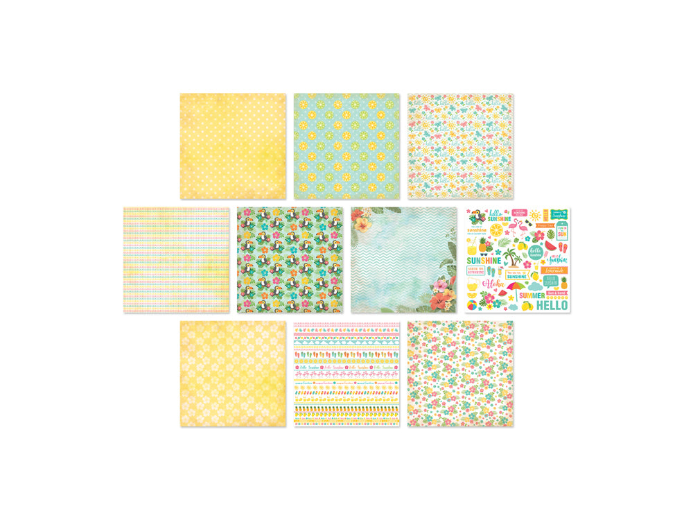 Cardstock: 12"x12" Themed Printed Stack Pack 20 Sheets Assorted 250gsm C) Hello Sunshine