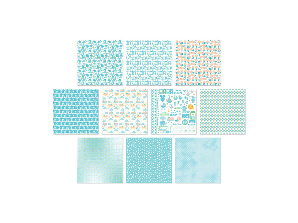 Cardstock: 12"x12" Themed Printed Stack Pack 20 Sheets Assorted 250gsm G) Little Baby Boy