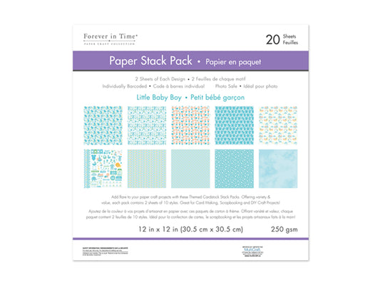 Cardstock: 12"x12" Themed Printed Stack Pack 20 Sheets Assorted 250gsm G) Little Baby Boy