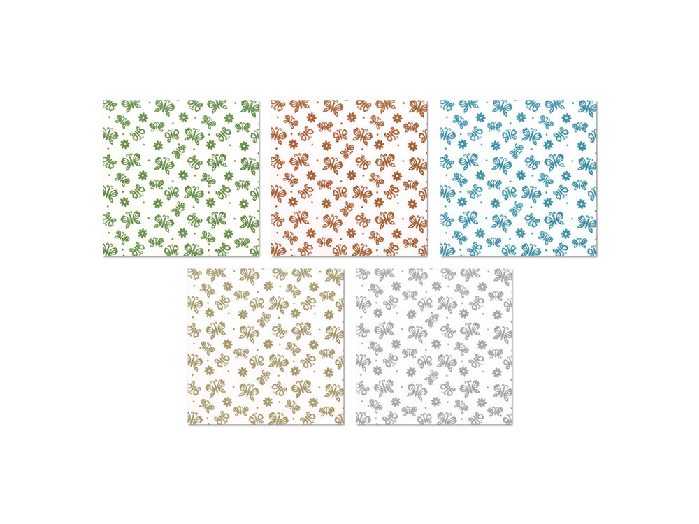 Scrapbook Paper: 12"x12" Glitter Cardstock 250gsm Assorted 5 colors, 5 Sheets A) Butterfly Bling