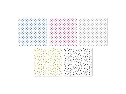 Scrapbook Paper: 12"x12" Glitter Cardstock 250gsm Assorted 5 colors, 5 Sheets E) Starlight