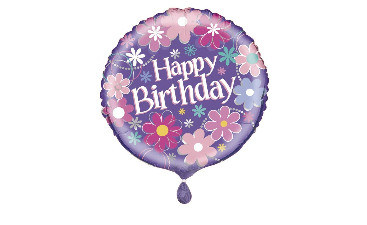 Foil Balloon: Birthday Blossoms - Round Foil Balloon 18"