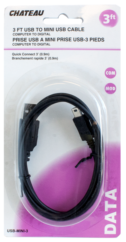 USB to MINI USB CABLE - 3ft