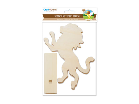 Wood Craft: 8.25" DIY Rearing Animal on Stand 9.5mm(T) C) Lion